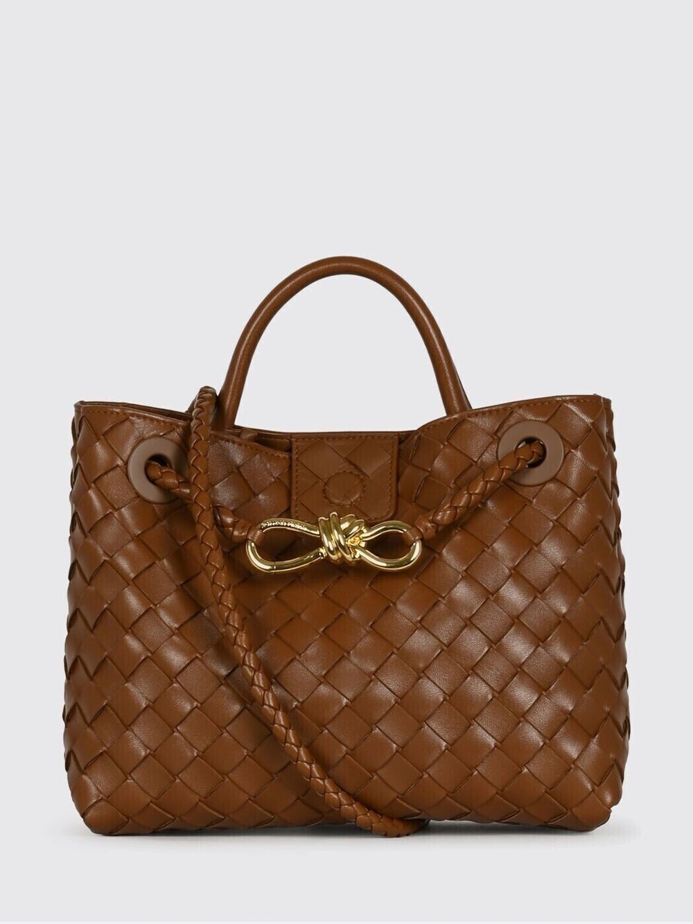 Bottega Veneta Andiamo Intrecciato 2Way Tote Bag Leather Brown